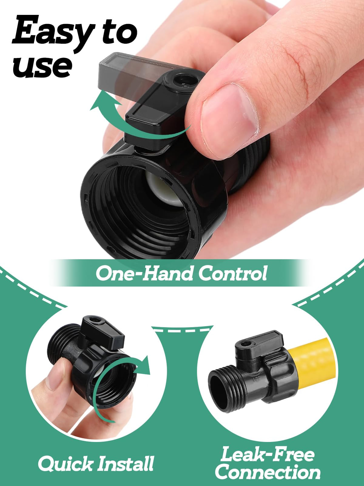 Cosweet one-hand control valve enables easy flow adjustment.