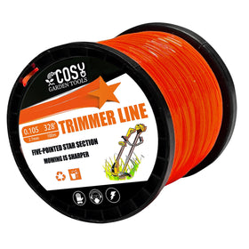 COSY GARDEN TOOLS trimmer line in bright orange improves visibility while mowing the lawn.