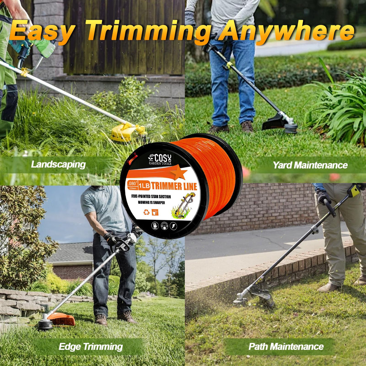 COSY GARDEN TOOLS universal compatibility fits most gas and electric trimmers.