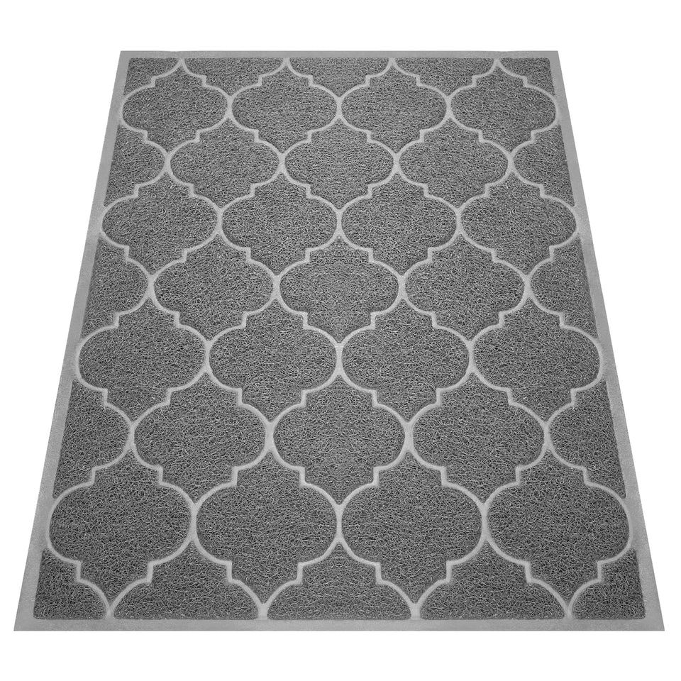 Cosyearn door mat 46x35, front view in grey, welcomes guests while trapping dirt.