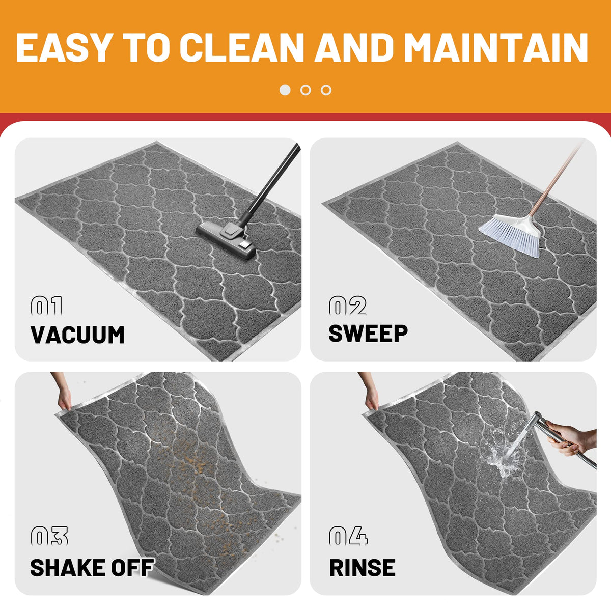 Cosyearn door mat easy cleaning in grey highlights simple maintenance.