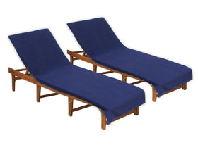 COTTON CRAFT pool lounge chair covers in navy, two-pack for poolside comfort.