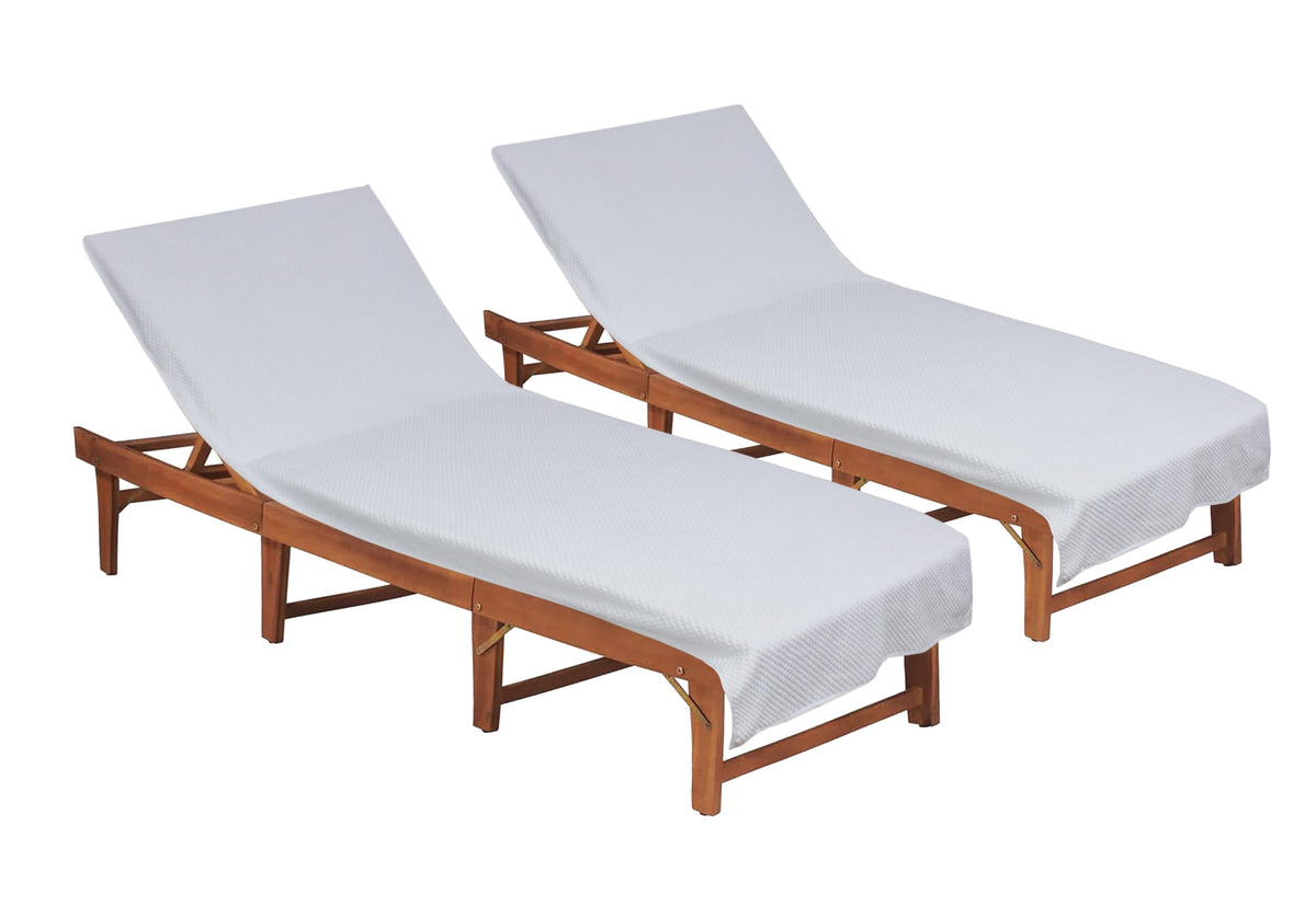 Cotton Craft pool lounge chair cover 2-pack, white, quick-drying and absorbent.