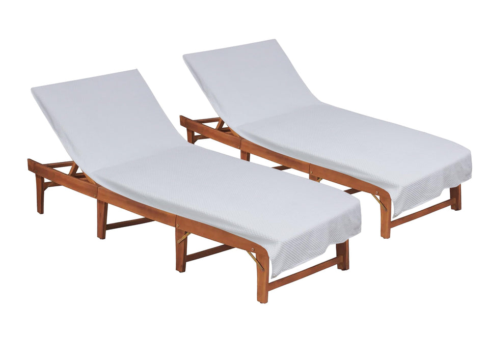 Cotton Craft pool lounge chair cover 2-pack, white, quick-drying and absorbent.