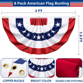 Couah patriotic bunting on porch with bold red, white, and blue tones.