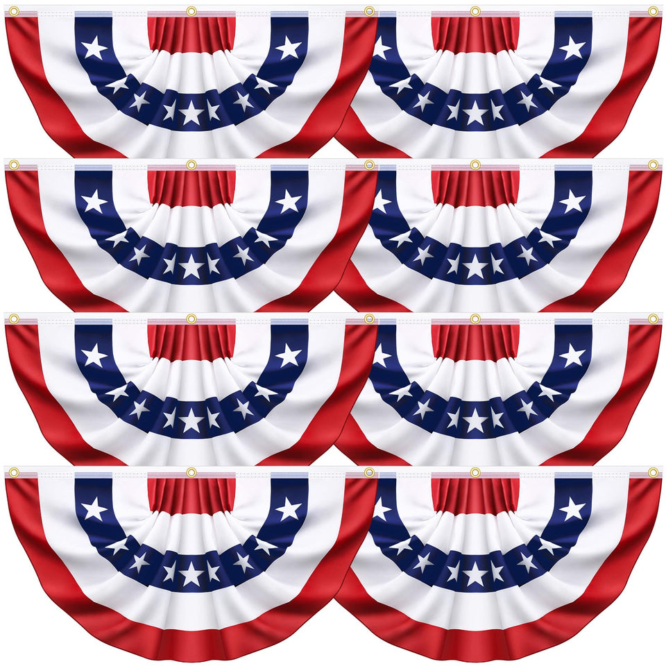 Couah USA pleated fan flag, 1.5x3 ft outdoors, vivid color for Independence Day decor.