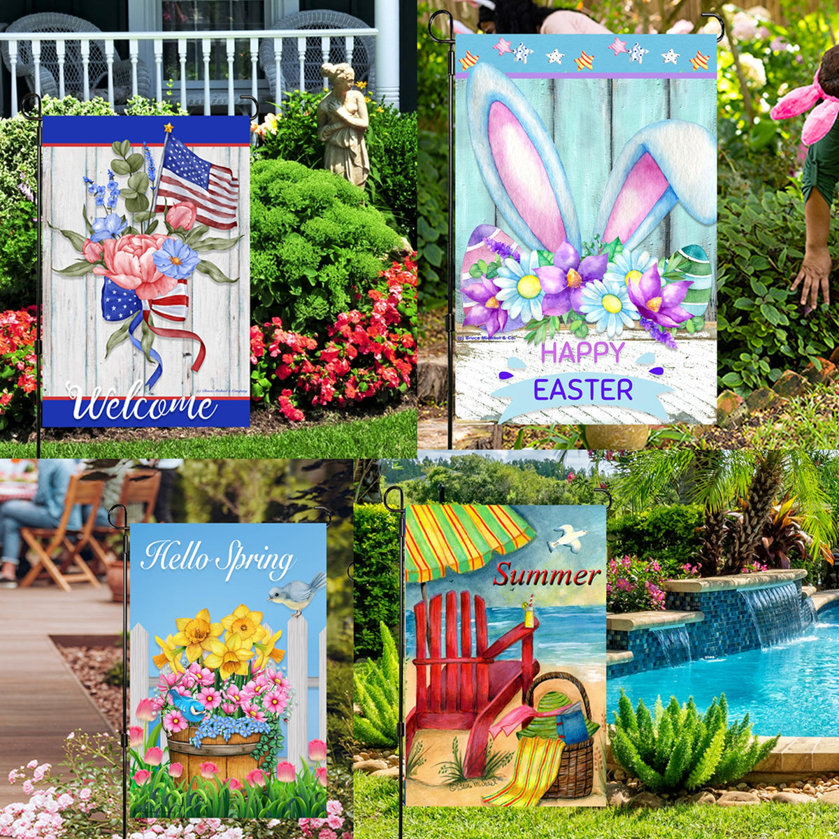 Country Charm All-season flags collection provides year-round porch charm