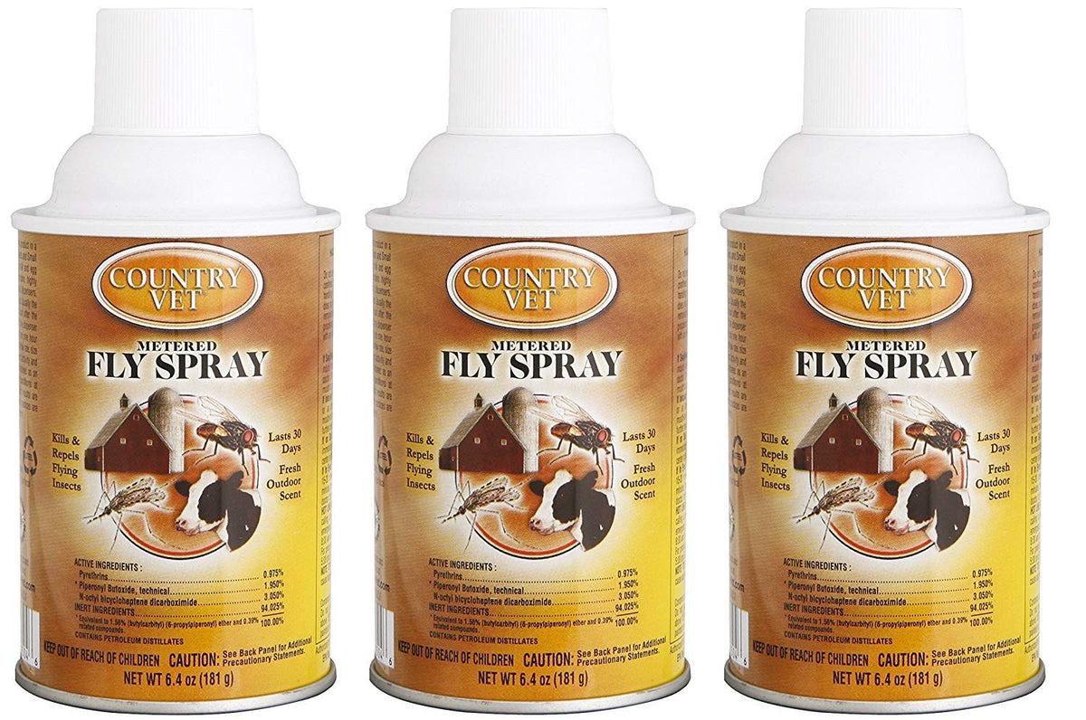 Country Vet fly spray can for barn use helps repel flying insects.