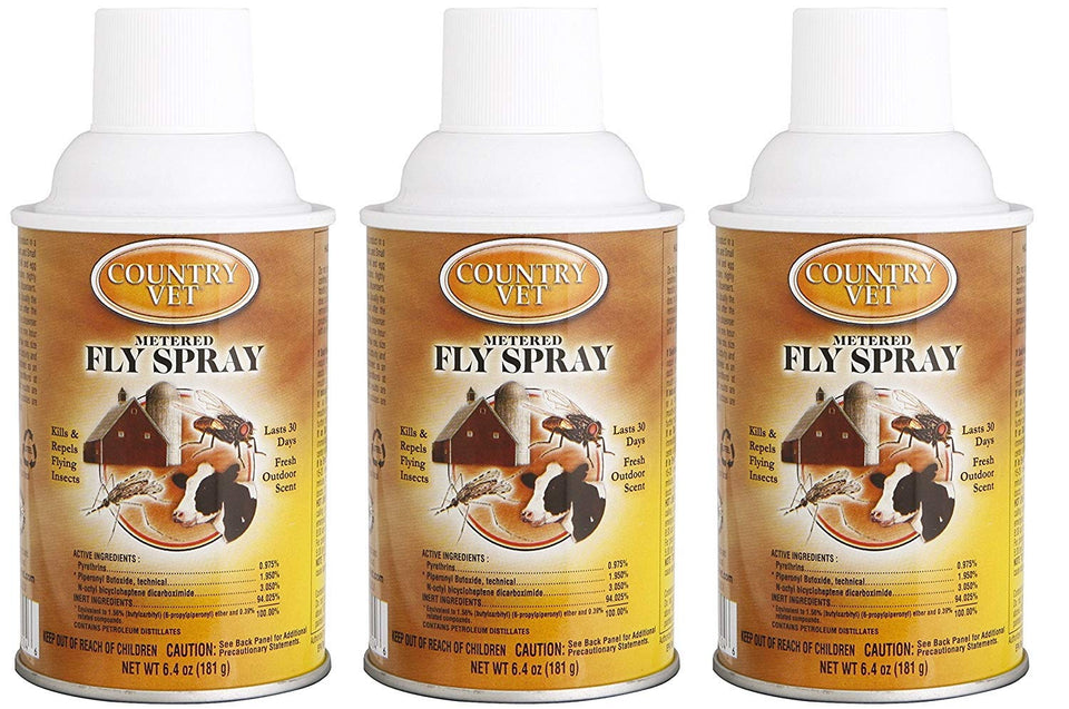 Country Vet fly spray can for barn use helps repel flying insects.