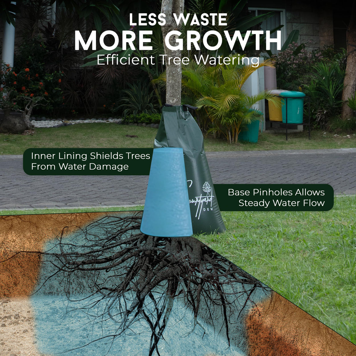 Courtyard Dew tree watering bag exterior material close-up showing durable construction.