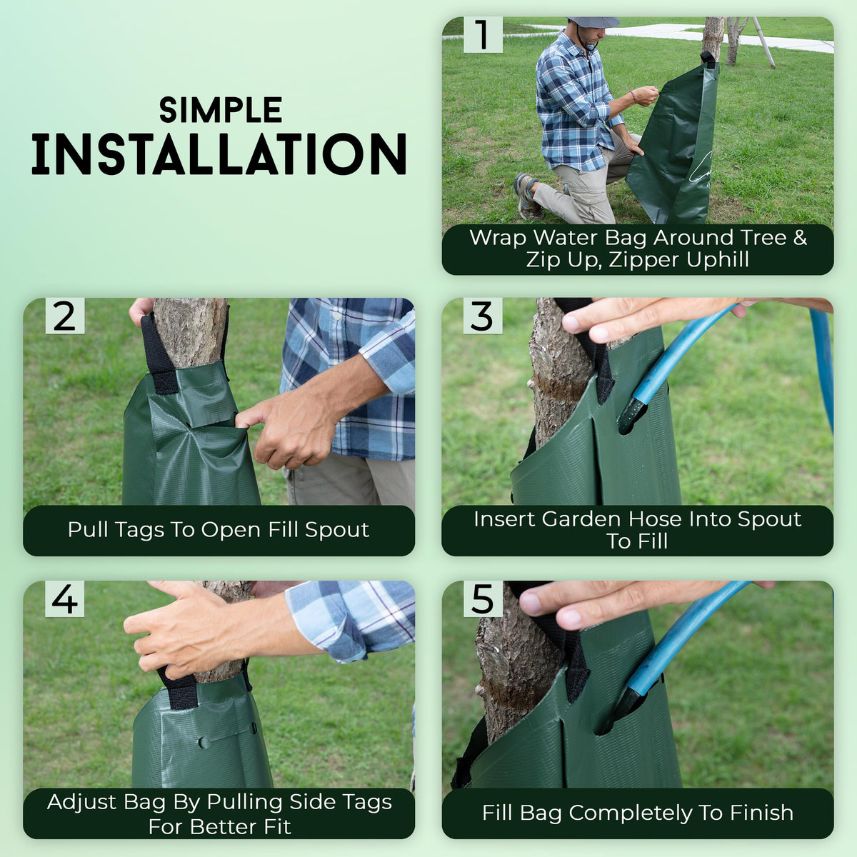 Courtyard Dew slow-release tree watering bag delivers water to roots underground.