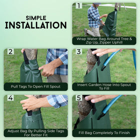 Courtyard Dew slow-release tree watering bag delivers water to roots underground.