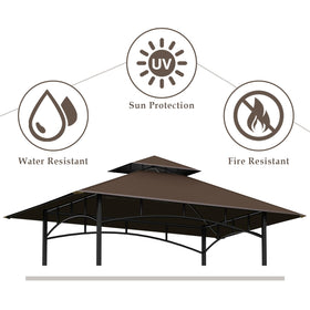 COVBOARD grill gazebo top in brown, side view, blocks rain and UV