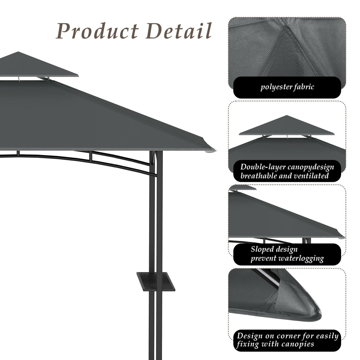 COVBOARD grill gazebo top corner pockets allow easy, secure installation
