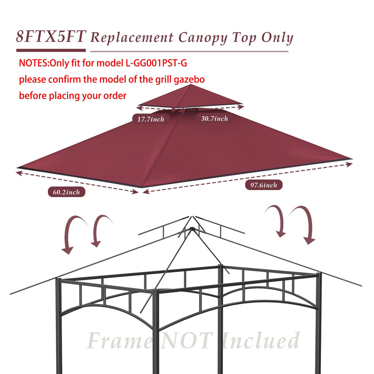 COVBOARD canopy compatible with L-GG001PST-F for proper fit