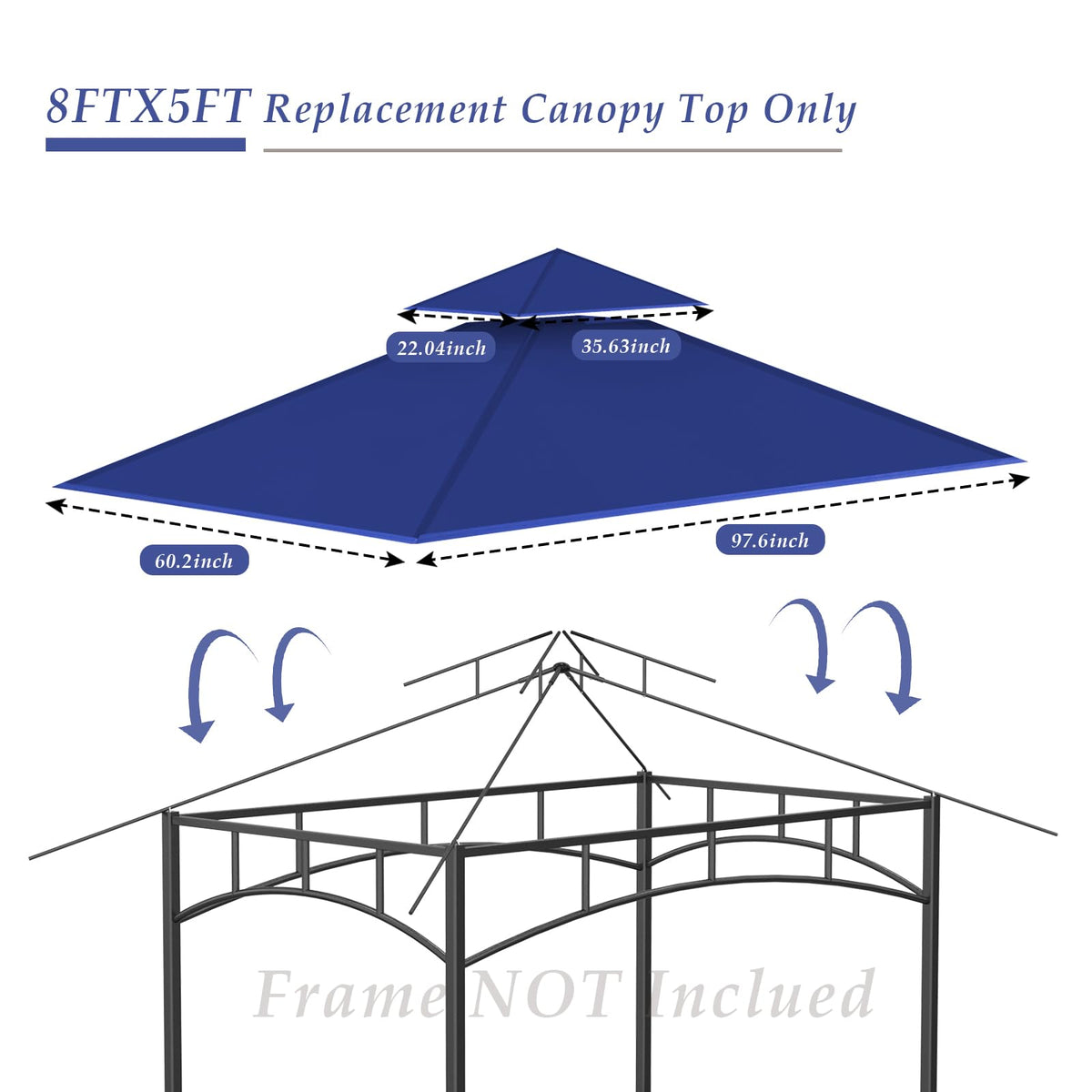 COVBOARD replacement canopy fabric in blue for durable outdoor use