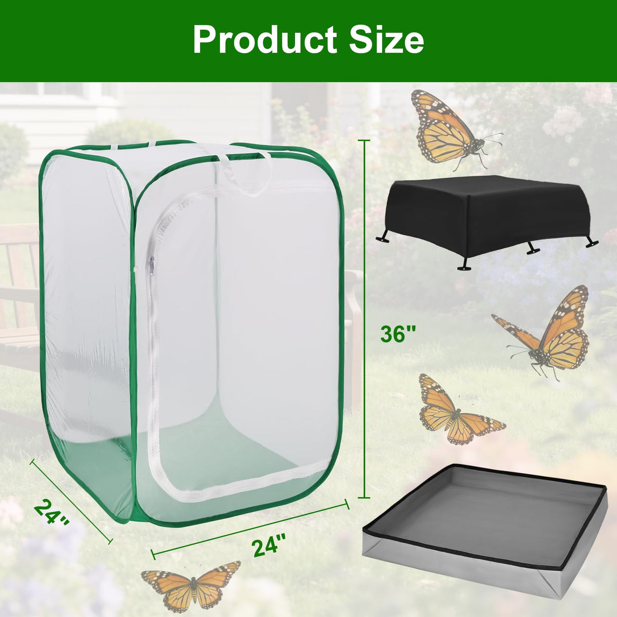 Cover Geny five mesh panels provide airflow with clear metamorphosis viewing.