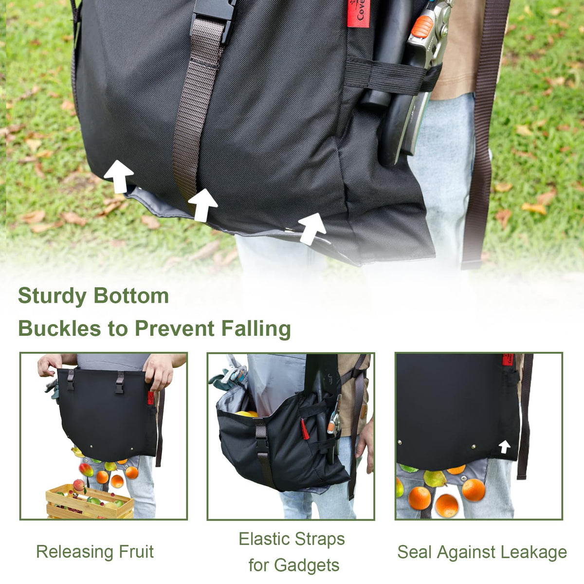 Cover Geny Gardening Apron adjustable cross-back straps for comfortable wear.
