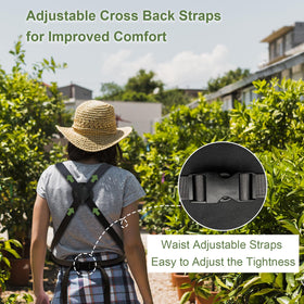 Cover Geny hidden long-tool pocket stores pruning shears securely.
