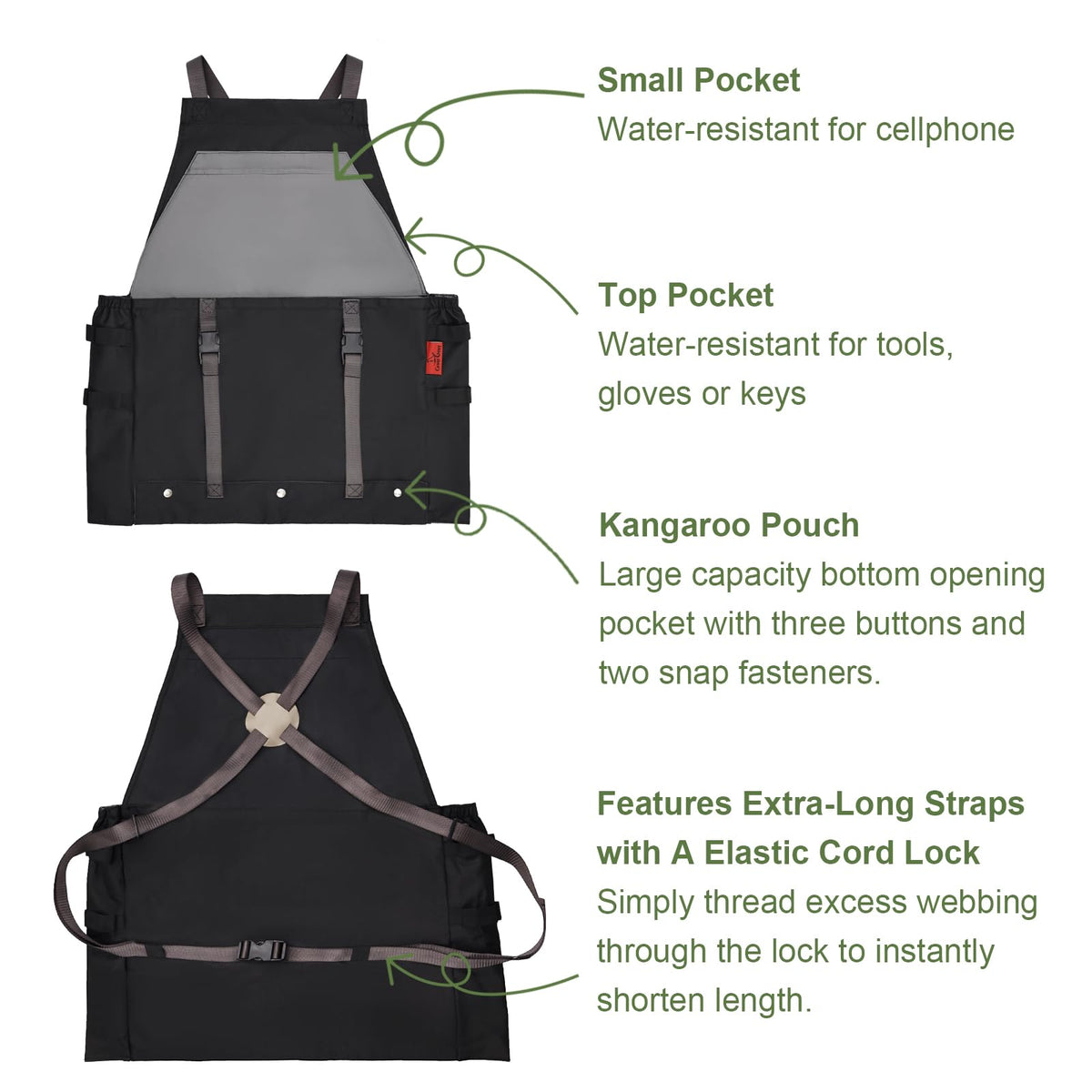 Cover Geny gardening apron offers multi-pocket versatility for tools.