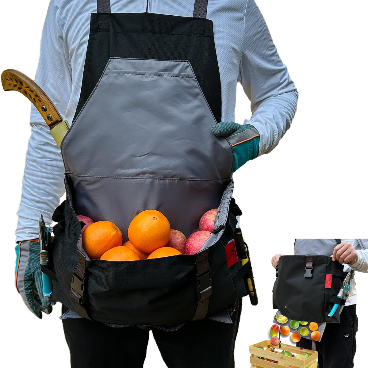 Cover Geny Gardening Apron waterproof cross-back with spacious pockets keeps tools handy.