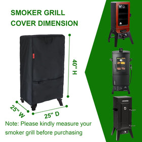 Cover Geny Pit Boss 3-Series smoker cover secures with storm-proof straps during windy days