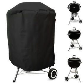 Cover Geny Premium Grill Cover on Weber 22-inch Jumbo Joe protects from rain and sun.