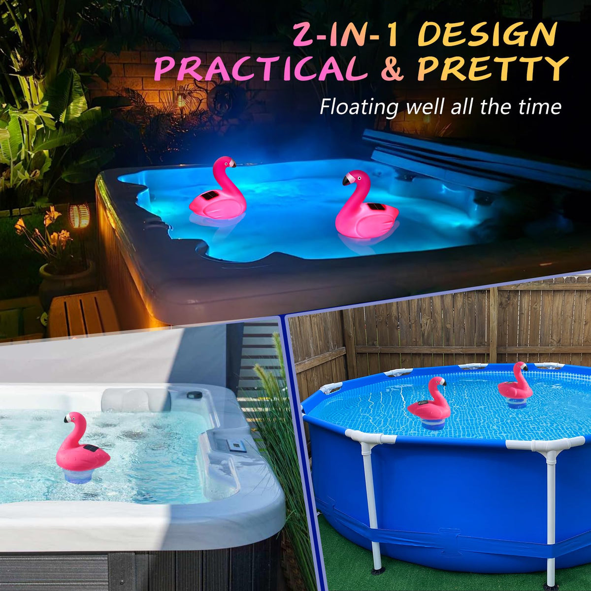 Covfirst flamingo floater adds nighttime charm while aiding water balance.