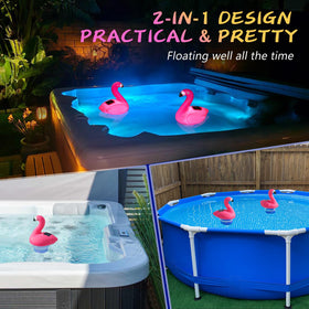 Covfirst flamingo floater adds nighttime charm while aiding water balance.