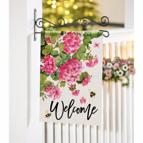 Covido weatherproof burlap flag for outdoor use.