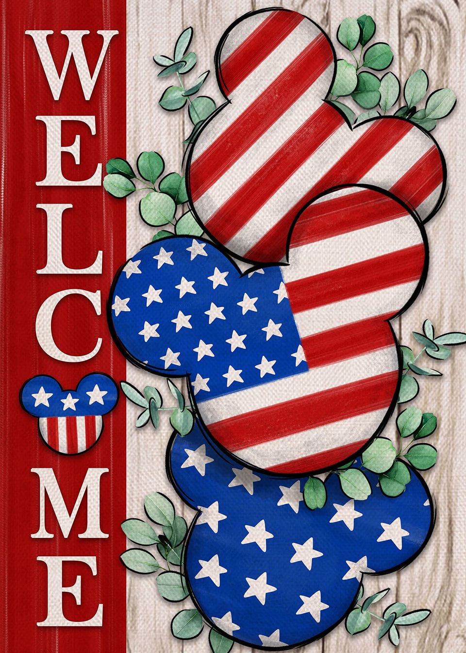 Covido Welcome flag with 4th of July stars and stripes for outdoor display