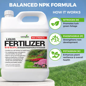 Covington Naturals 10-10-10 bottle pour demonstrates easy, even feed.