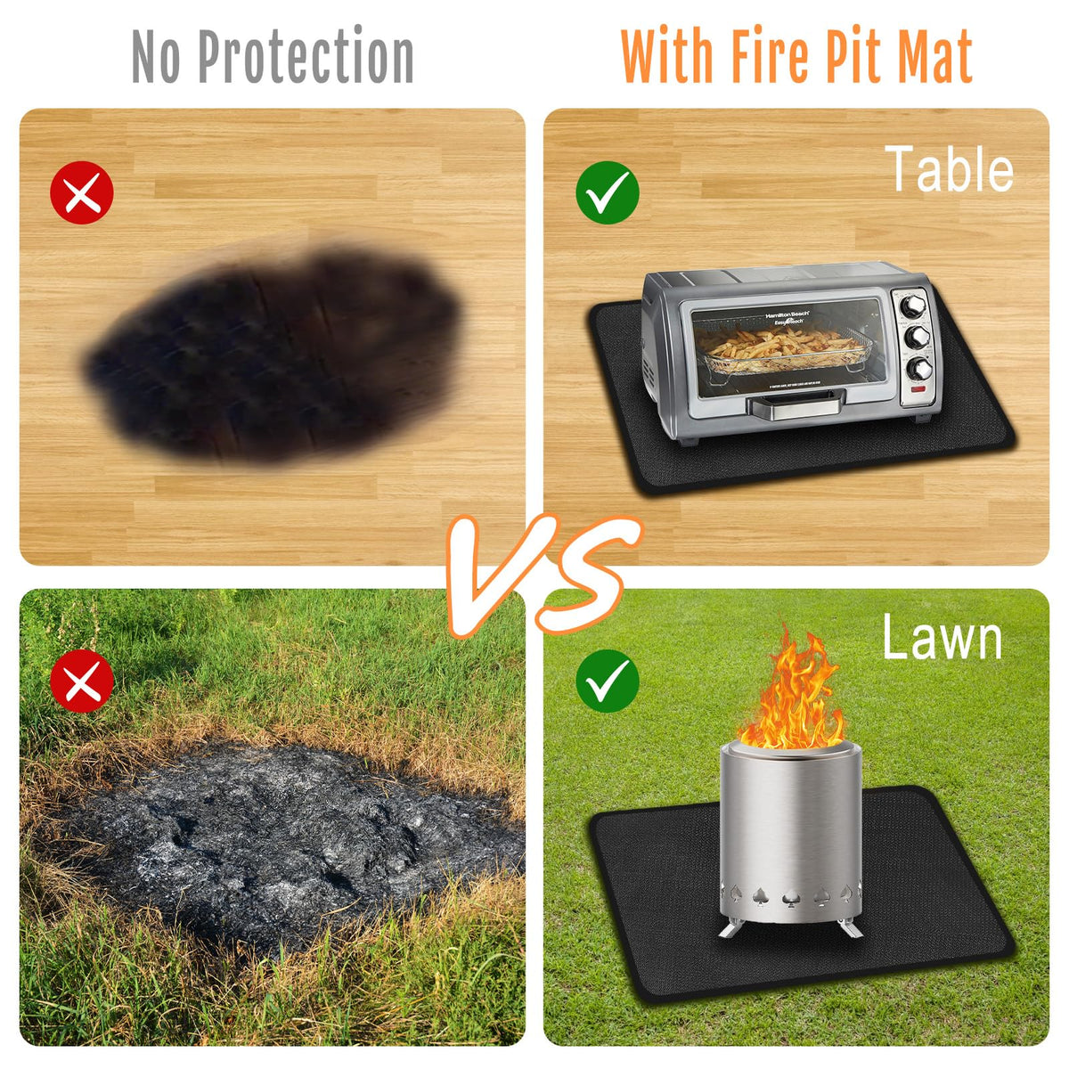 CowCity foldable storage mat neatly stowed beside a fire pit.