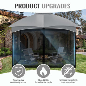 CowVIE gazebo netting easy-install with C-rings and hooks included.