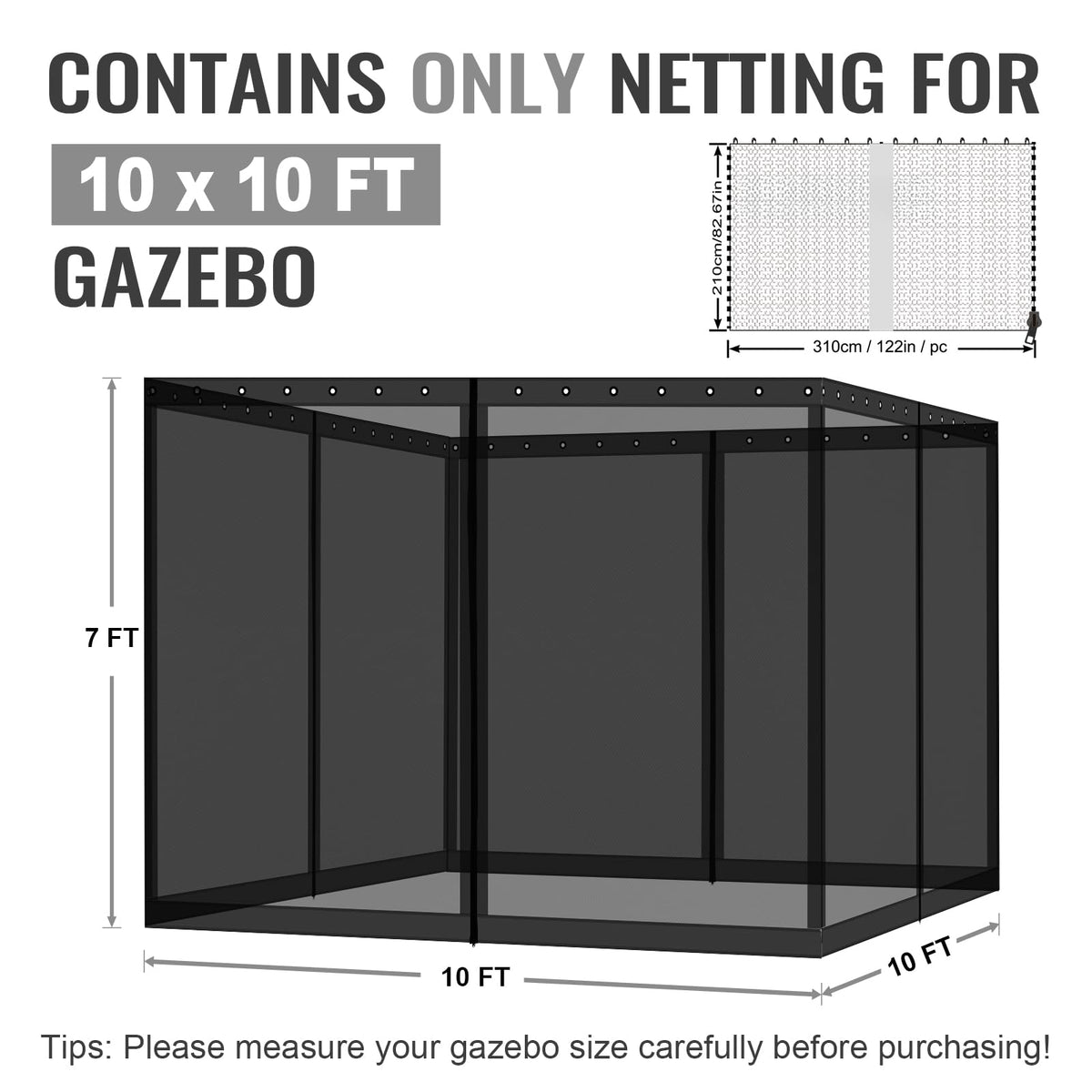 CowVIE gazebo netting mosquito-proof mesh reduces pests while staying breathable.