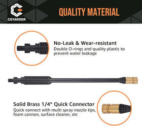 Coyardor five-nozzle tips deliver versatile spray patterns for car, patio, and driveway cleaning.