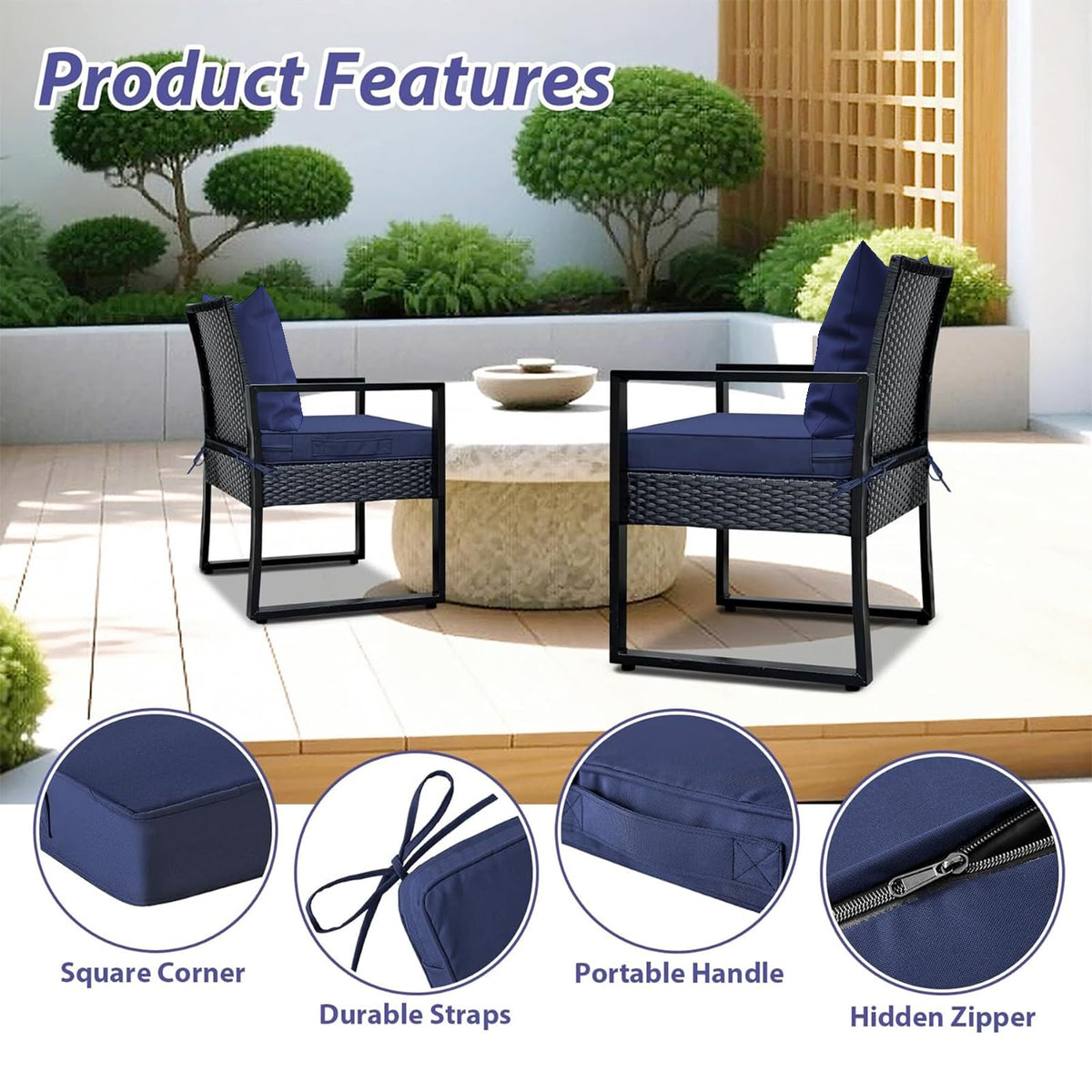 COZEER adjustable straps and hook-and-loop fastener keep cushions secure.