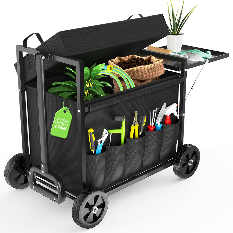 COZEER garden seat with wheels for smooth mobility on patios and lawns