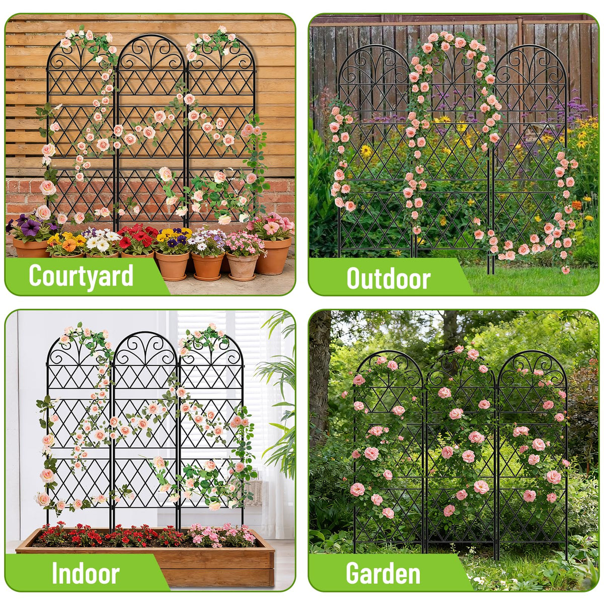 COZEER Garden Trellis in raised beds anchors climbing plants securely.