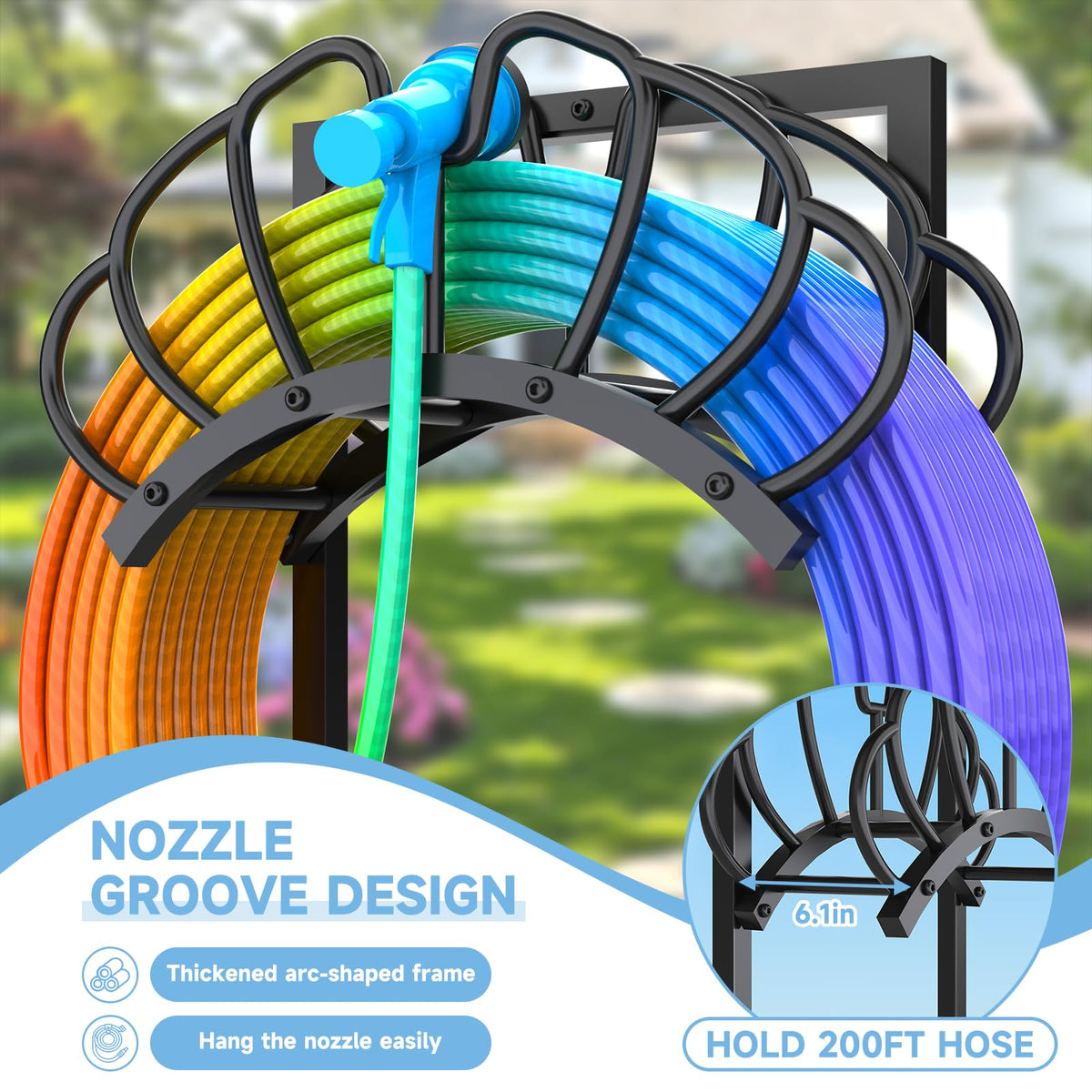COZEER hose rack detachable stand enables quick setup and compact storage.