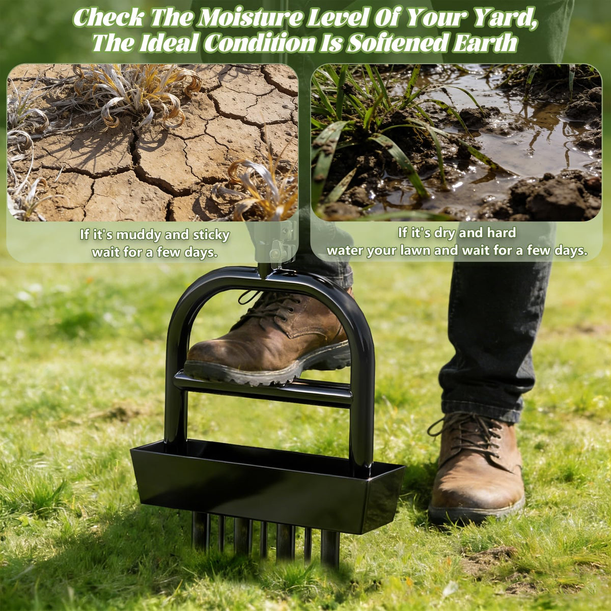 COZEER lawn aerator with comfortable, cushioned handles