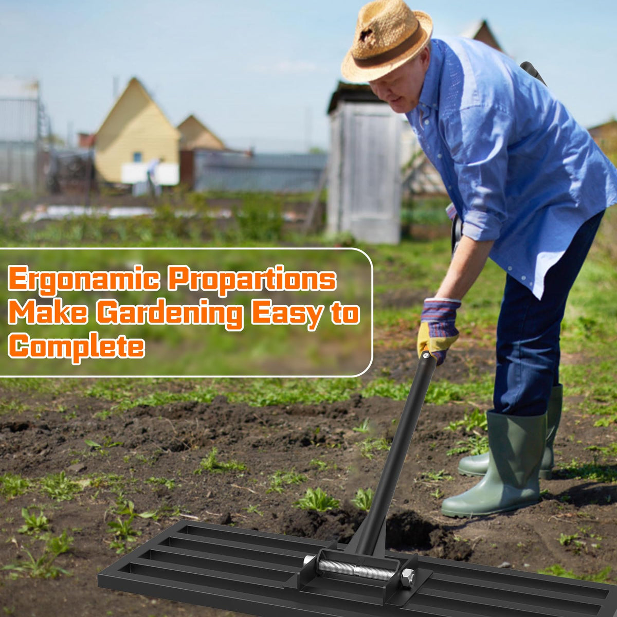 COZEER lawn rake with detachable handle for compact storage after work.