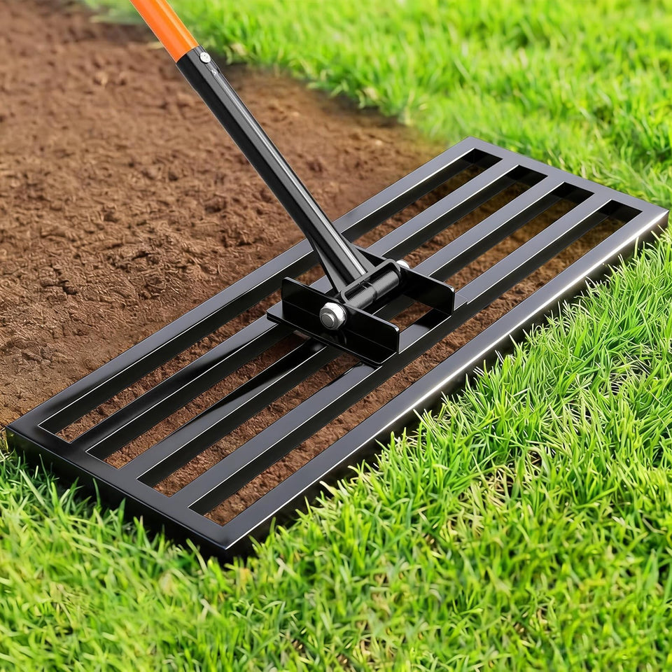 COZEER Lawn Leveling Rake in steel construction for durable lawn care tasks.