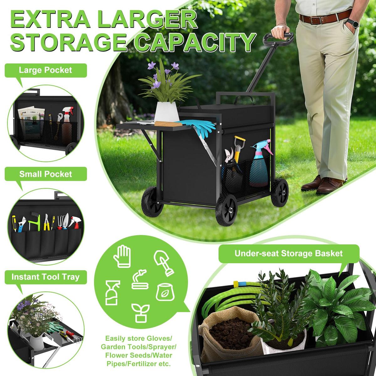 COZEER side storage bags keep gloves and pruners within reach