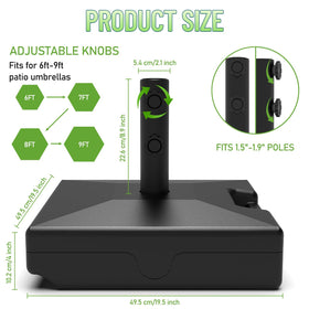COZEER slim umbrella base stores neatly with a pole storage slot.