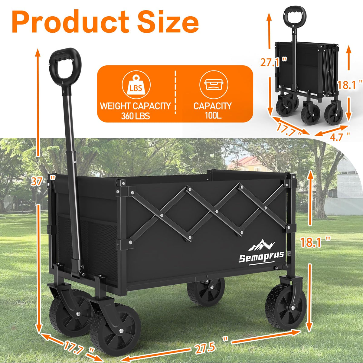 COZEER wagon 360lb capacity shown transporting heavy groceries and supplies.