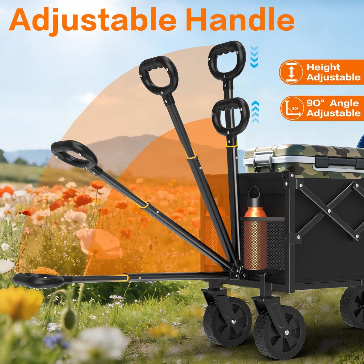 COZEER wagon ergonomic handle supports comfortable pushing and better posture.