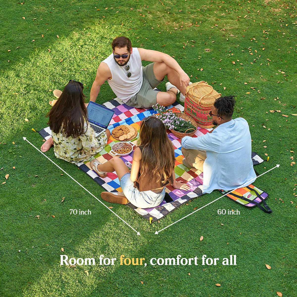 Cozy Club blanket with pockets and shoulder strap for hands-free transport