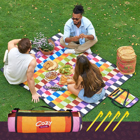 Cozy Club waterproof picnic blanket folded compact for easy carry