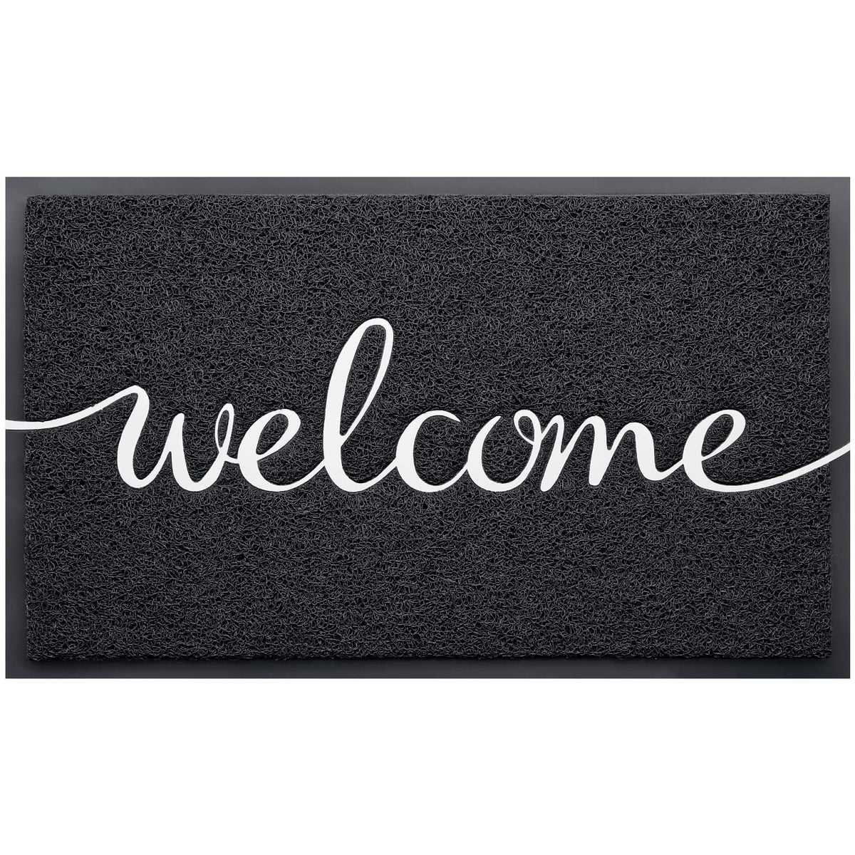 CozyBounty door mat with embossed-welcome-design resists fading year-round.